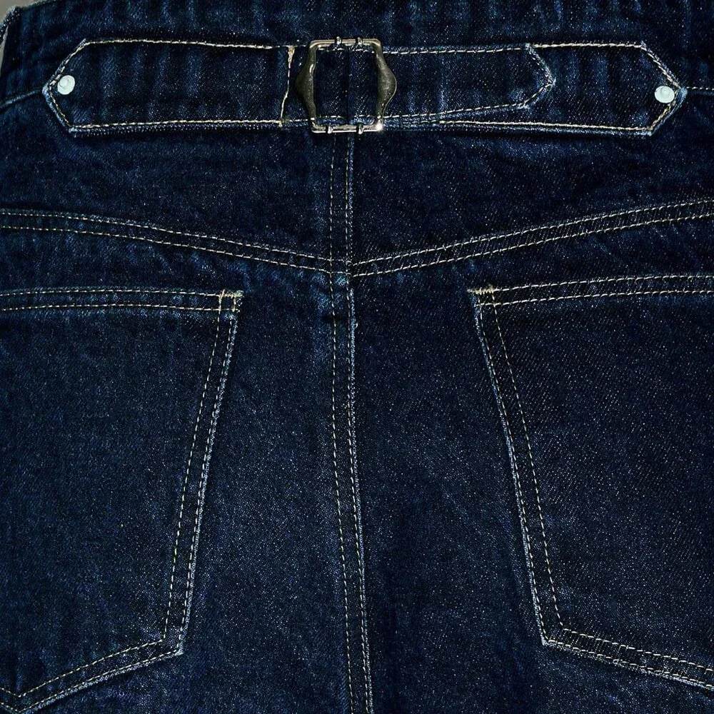 Dark Wash Casual Women's Barrel Cut Wide Leg High Waisted Jeans